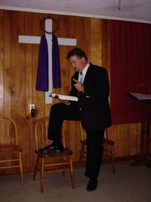 Preacher preparing for service